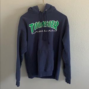 Thrasher Navy Blue And Green Hoodie